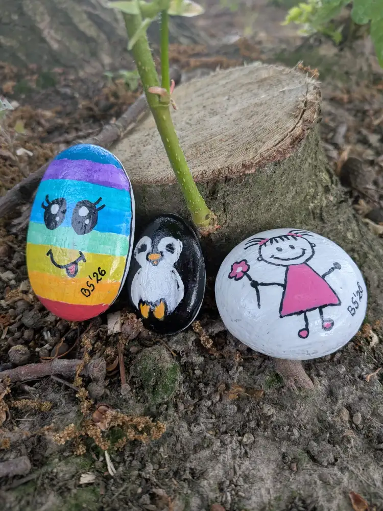 Hand-painted stones, small and decorated, perfect to leave behind for someone to find